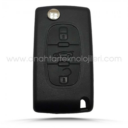 PEUGEOT 308 2007-2013 3 Buton Bagaj Açma Pil Yataksız Kumanda Kabı Oto Kumanda Kabı