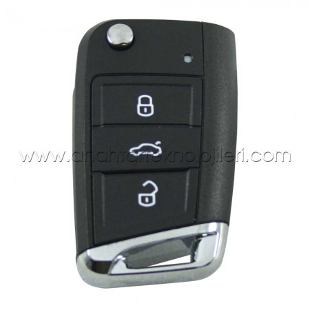 VOLKSWAGEN Seat Skoda MQB Tip Sustalı 3 Buton Siyah Yan Yarım Krom HU66 Kumanda Kabı Kumanda Kabı