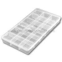 UNIVERSAL Çip Kutusu Küçük Boy 18 Gözlü Organizer 195x100x20