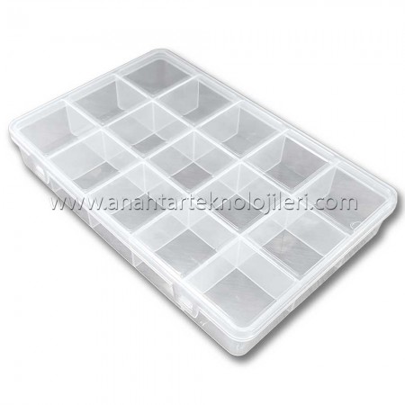 UNIVERSAL Çip Kutusu Orta Boy 15 Gözlü Organizer 230x150x35