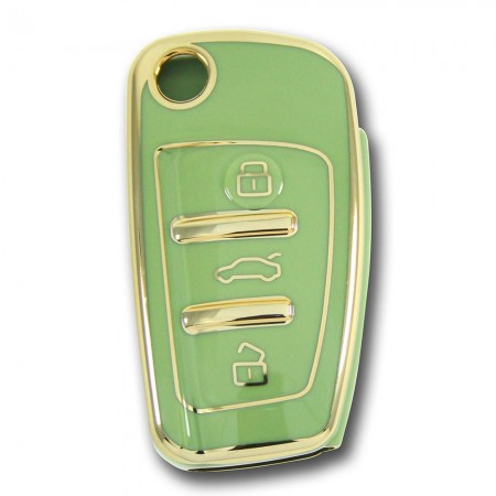 Audi 2005+ A3 A4 Q5 Q7 Sustalı Yeşil Oto Anahtar Kumanda Kabı Kılıfı Oto Anahtarlık