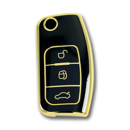 Ford Focus Fiesta Connect 2004+ Sustalı Siyah Oto Anahtar Kumanda Kabı Kılıfı Oto Anahtarlık