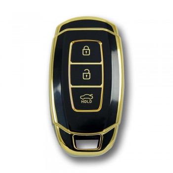 Hyundai 17+ Kona Smart 3 Buton Siyah Oto Anahtar Kumanda Kabı Kılıfı Oto Anahtarlık