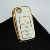 Volkswagen UDS Golf Caddy Jetta Transporter Beyaz Oto Anahtar Kumanda Kabı Kılıf Oto Anahtarlık 