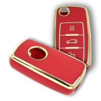 Volkswagen UDS Golf Caddy Jetta Transporter Kırmızı Oto Anahtar Kumanda Kabı Kılıf Oto Anahtarlık 
