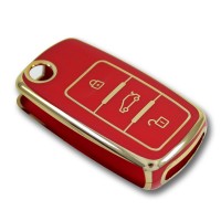 Volkswagen UDS Golf Caddy Jetta Transporter Kırmızı Oto Anahtar Kumanda Kabı Kılıf Oto Anahtarlık 