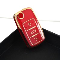 Volkswagen UDS Golf Caddy Jetta Transporter Kırmızı Oto Anahtar Kumanda Kabı Kılıf Oto Anahtarlık 