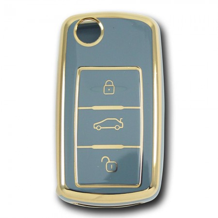 Volkswagen UDS Golf Caddy Jetta Transporter Gri Oto Anahtar Kumanda Kabı Kılıf Oto Anahtarlık 