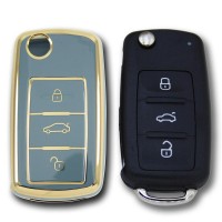 Volkswagen UDS Golf Caddy Jetta Transporter Gri Oto Anahtar Kumanda Kabı Kılıf Oto Anahtarlık 