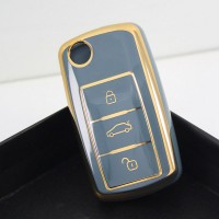 Volkswagen UDS Golf Caddy Jetta Transporter Gri Oto Anahtar Kumanda Kabı Kılıf Oto Anahtarlık 