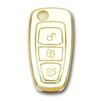 Ford Focus Mondeo 2010+ Sustalı Beyaz Oto Anahtar Kumanda Kabı Kılıf Oto Anahtarlık