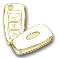 Ford Focus Mondeo 2010+ Sustalı Beyaz Oto Anahtar Kumanda Kabı Kılıf Oto Anahtarlık