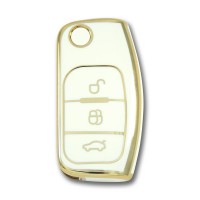 Ford Focus Fiesta Connect 2004+ Sustalı Beyaz Oto Anahtar Kumanda Kabı Kılıfı Oto Anahtarlık