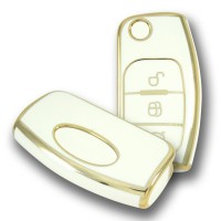 Ford Focus Fiesta Connect 2004+ Sustalı Beyaz Oto Anahtar Kumanda Kabı Kılıfı Oto Anahtarlık