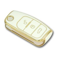 Ford Focus Fiesta Connect 2004+ Sustalı Beyaz Oto Anahtar Kumanda Kabı Kılıfı Oto Anahtarlık