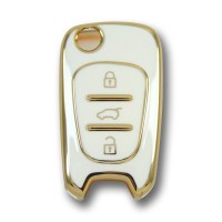 Hyundai 2007-2012 i20 i10 i30 Sustalı Beyaz Oto Anahtar Kumanda Kabı Kılıf Oto Anahtarlık