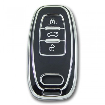 Audi A4 A5 A6 A7 Q5 Q7 2007-2016 Smart Siyah-Gümüş Oto Anahtar Kumanda Kabı Kılıf Oto Anahtarlık