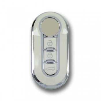 Fiat Doblo 2010+ Sustalı Beyaz-Gümüş Oto Anahtar Kumanda Kabı Kılıfı Oto Anahtarlık