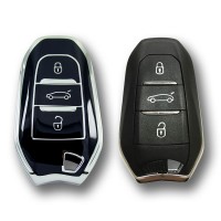 Peugeot 5008 3008 Citroen C3 C4 Smart Siyah-Gümüş Oto Anahtar Kumanda Kabı Kılıfı Oto Anahtarlık