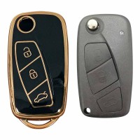 Fiat Linea, Ducato, Boxer, Jumper Sustalı Siyah Oto Anahtar Kumanda Kabı Kılıfı Oto Anahtarlık