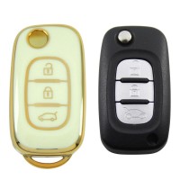 RENAULT Megane III Fluence 3 Buton Sustalı Beyaz Oto Anahtar Kumanda Kabı Kılıfı Oto Anahtarlık