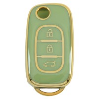 RENAULT Megane III Fluence 3 Buton Sustalı Yeşil Oto Anahtar Kumanda Kabı Kılıfı Oto Anahtarlık
