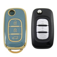 RENAULT Megane III Fluence 3 Buton Sustalı Gri Oto Anahtar Kumanda Kabı Kılıfı Oto Anahtarlık