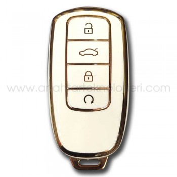 Chery Smart Beyaz Slikon Oto Anahtar Kumanda Kabı Kılıfı Oto Anahtarlık