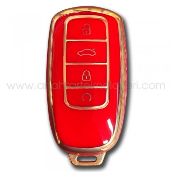 Chery Smart Kırmızı Slikon Oto Anahtar Kumanda Kabı Kılıfı Oto Anahtarlık