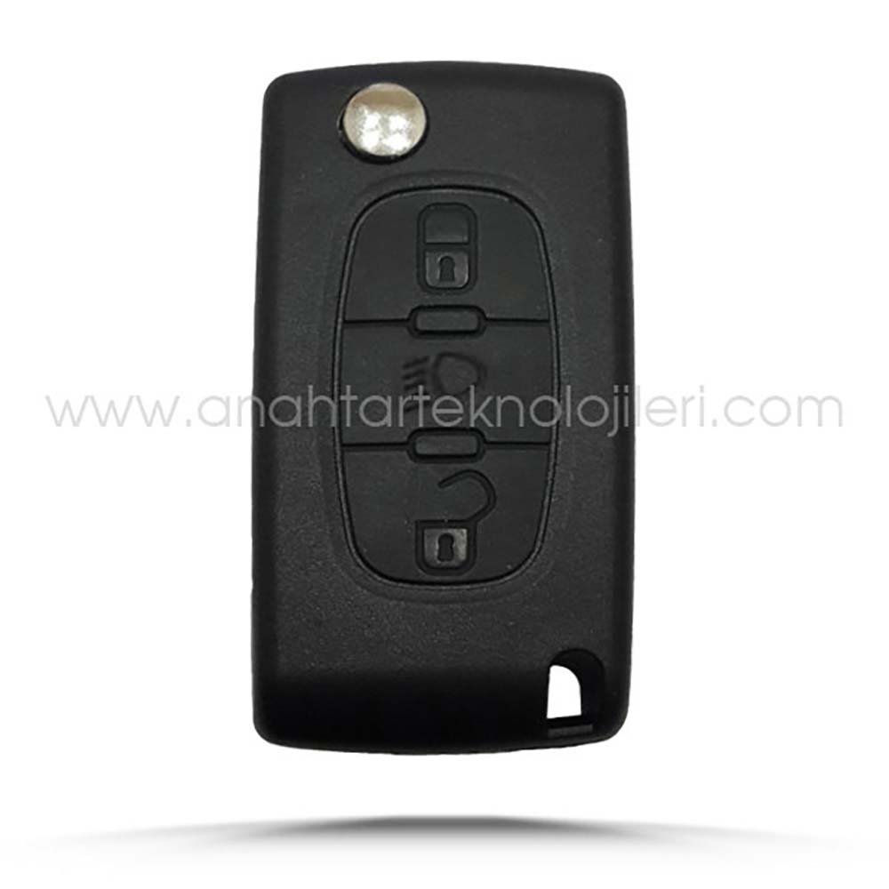1020042 CITROEN 3 Buton Far Açma Pil Yataklı Kumanda Kabı - Görsel 1