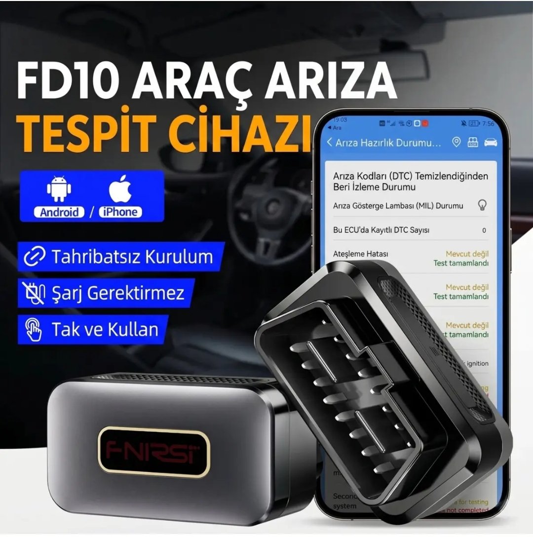 4010241 FNIRSI FD10 OBD2 Bluetooth Arıza Tespit Cihazı - Görsel 1